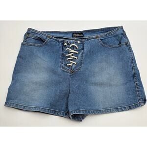 Vtg Y2K No Boundaries Junior's 13 Stretch Lace Up Jean Shorts